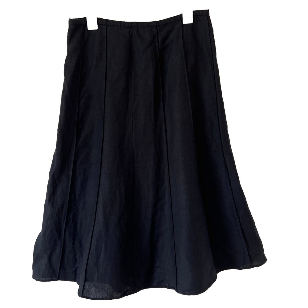 Black Linen Blend Maxi Skirt Womens 8 Flare Dark Boho Goth Whimsigoth Steampunk